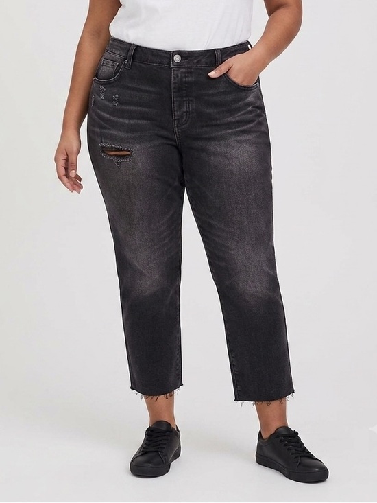 torrid Denim - torrid Black Washed Boyfriend Jeans with Distressed Detail